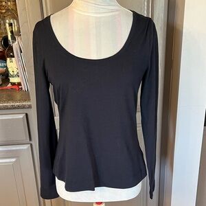 Athleta Navy Blue Outbound Scoop Neck Long Sleeve T-Shirt